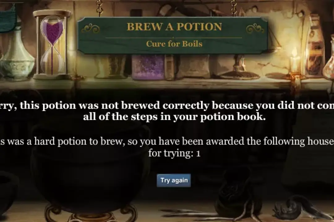 Pottermore Cheats: Earning more house points through failure then success in potion making