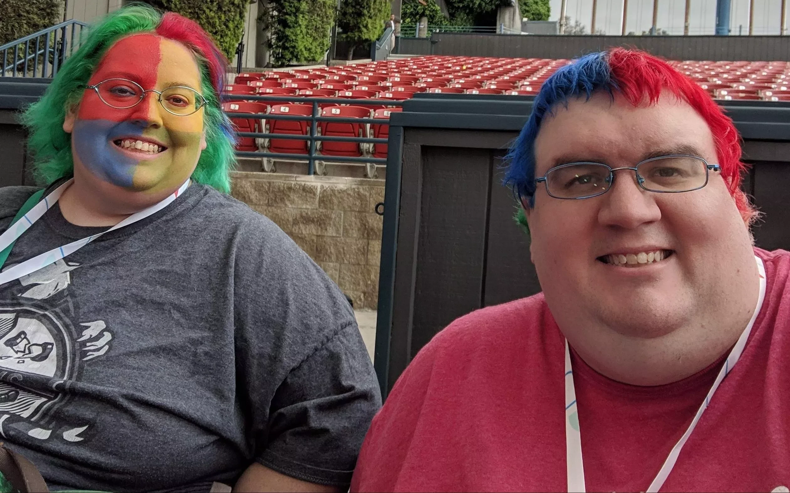 Nick and Barbara with crazy hair and face paint